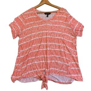 💜 Ellen Tracy Tie-Front Tie-Dye T-Shirt 1X